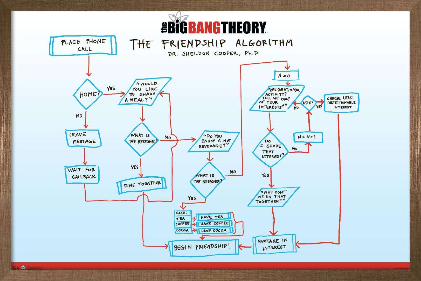 The Big Bang Theory - Friendship Wall Poster, 22.375" x 34", Framed