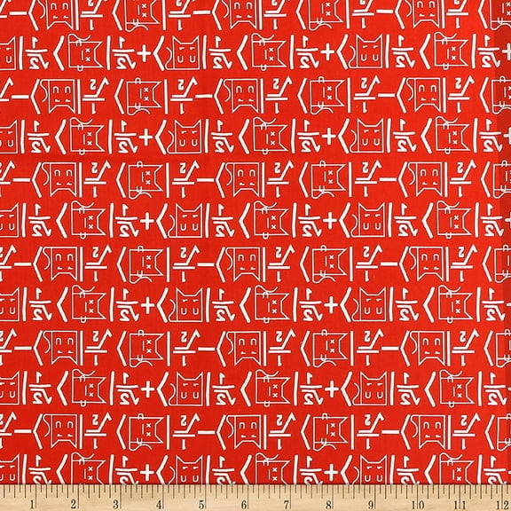 The Big Bang Theory Math Cat Red 100% Cotton Fabric Sold by the Yard
