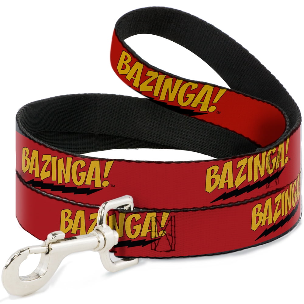 The Big Bang Theory Pet Leash, Dog Leash, Bazinga Red Gold Black, 4 Feet Long 1.0 Inch Wide