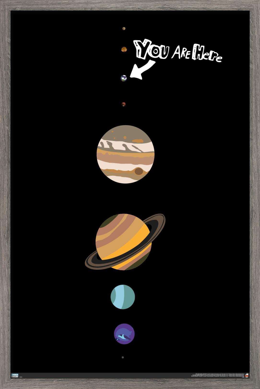 The Big Bang Theory - Planets Wall Poster, 22.375" x 34", Framed