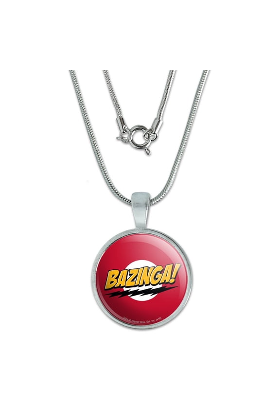 The Big Bang Theory Sheldon Bazinga 0.75" Pendant with Sterling Silver Plated Chain