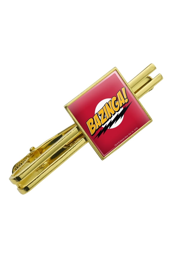 The Big Bang Theory Sheldon Bazinga Square Tie Bar Clip Clasp Tack- Silver or Gold