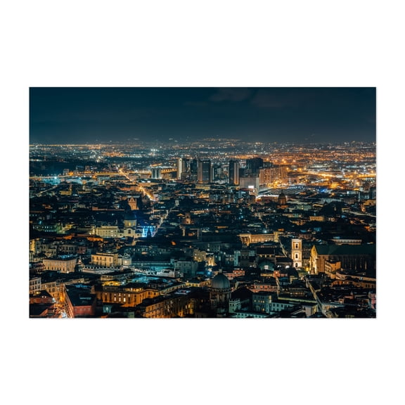 The Big City - Naples Campania Italy Photography Cityscape Nightlife Skyline Architecture Travel Poster Scenic Unframed Wall Art Print 16 x 24 inches
