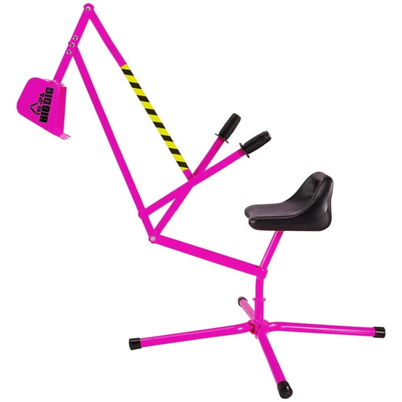The Big Dig Ride-On Excavator Sandbox Digger, Metal Toy with 360-Degree Seat, Pink