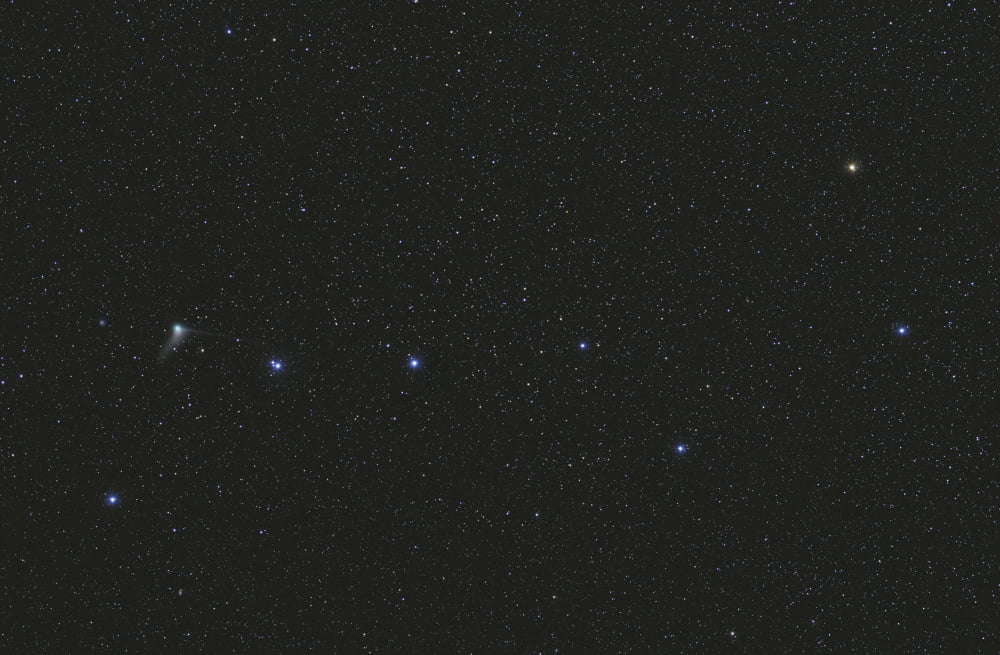 The Big Dipper and Comet Catalina Canvas Art - Lorand FenyesStocktrek Images (34 x 23)