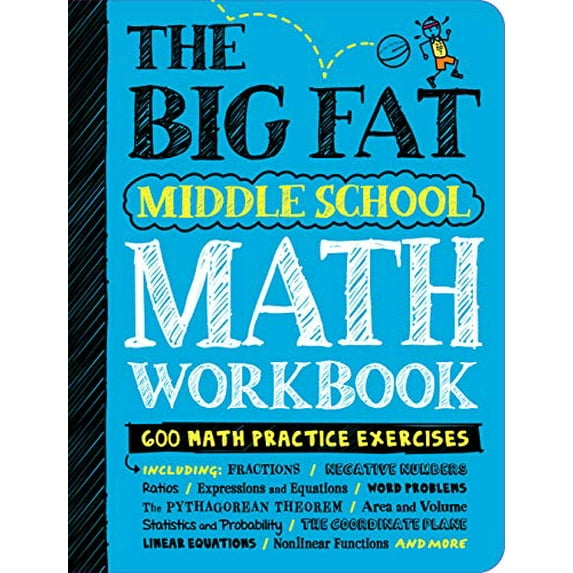 Pre-Owned The Big Fat Middle School Math Workbook: 600 Math Practice Exercises (Paperback) 1523513586 9781523513581