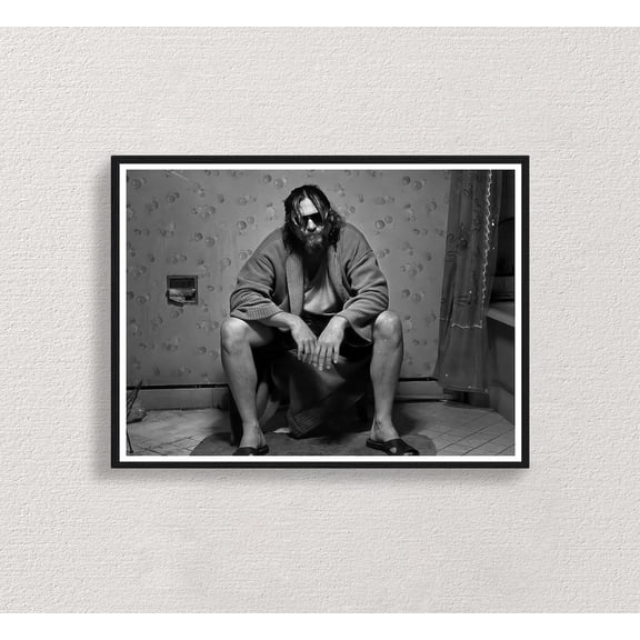 The Big Lebowski Bathroom, Funny Bathroom Decor, Black and White, Toilet Print, Restroom Decor, Toilet Humor, Wall Art, Unframed Poster Size 12x18