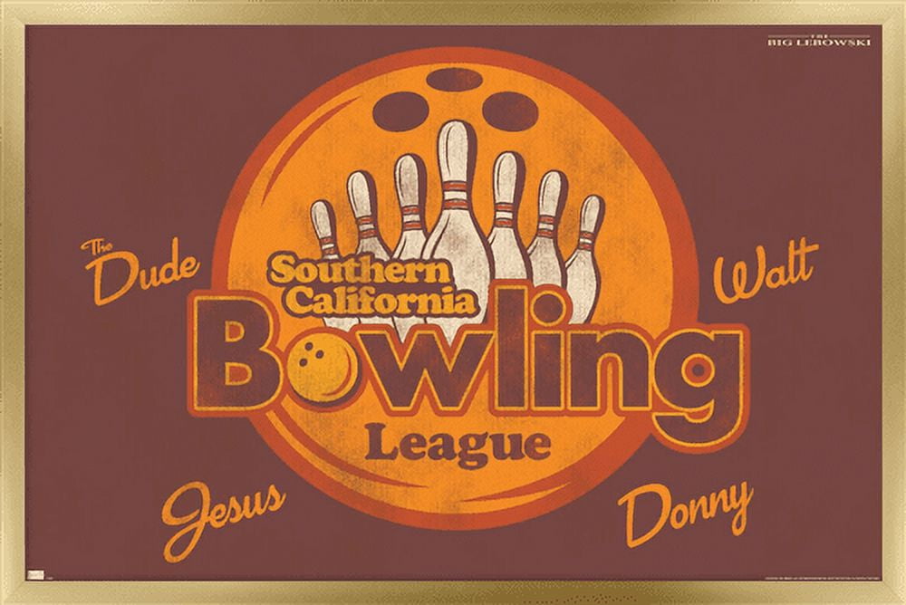 The Big Lebowski - Bowling League Wall Poster, 14.725" x 22.375", Framed