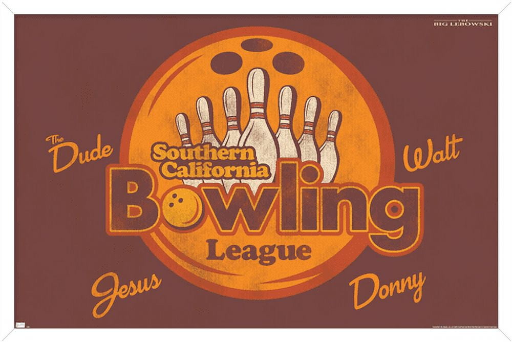 The Big Lebowski - Bowling League Wall Poster, 22.375" x 34", Framed