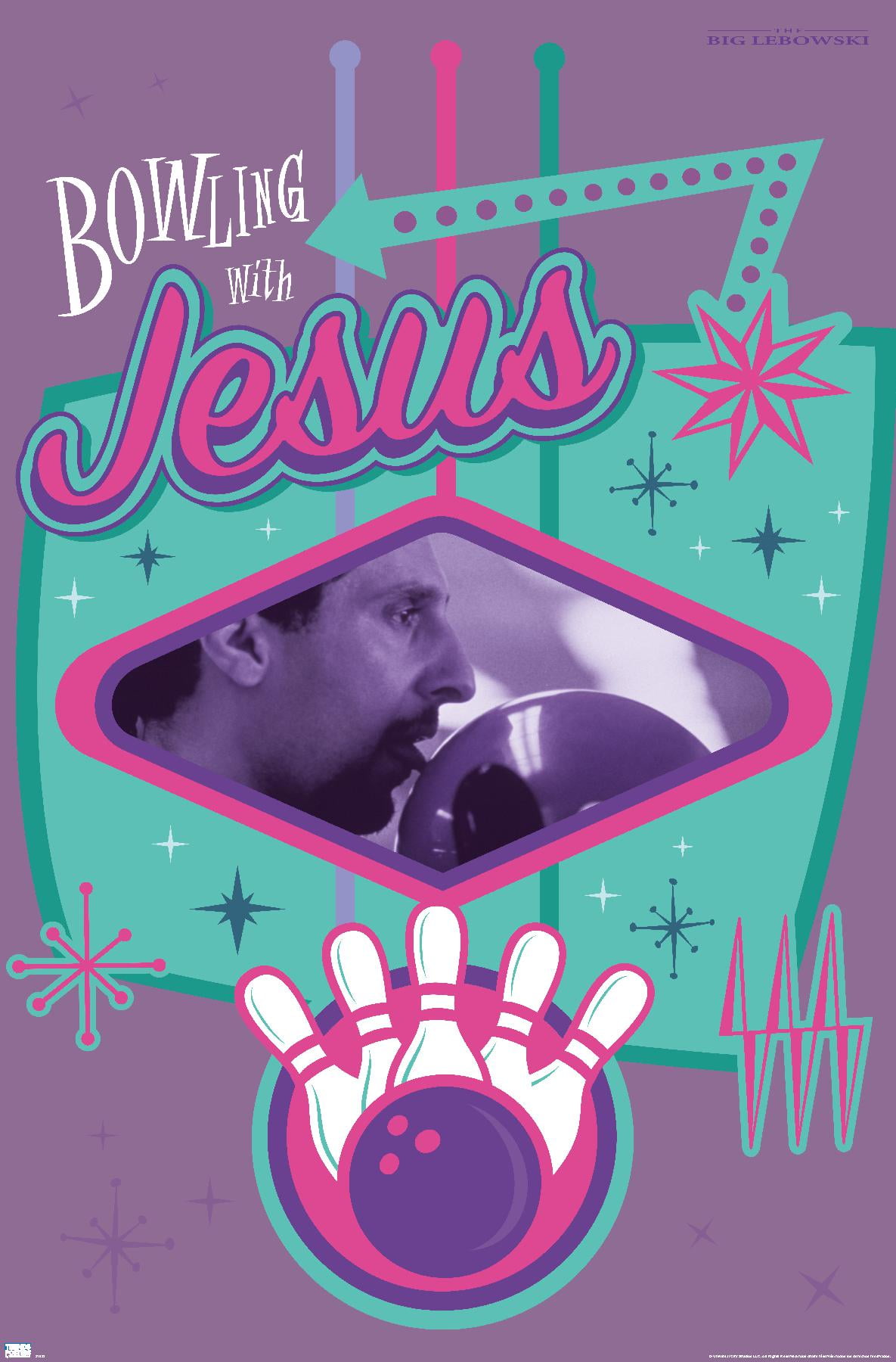 The Big Lebowski - Bowling with Jesus Wall Poster, 14.725" x 22.375"