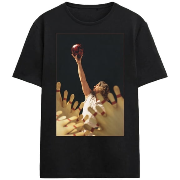 The Big Lebowski Dreams & Pins Adult Black Crew Neck Short Sleeve T-shirt-XL