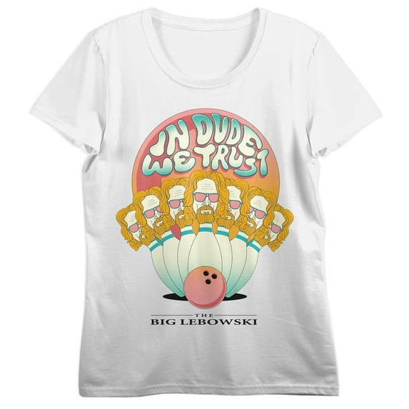 The Big Lebowski In Dude We Trust Crew Neck Short Sleeve Women's White T-shirt
