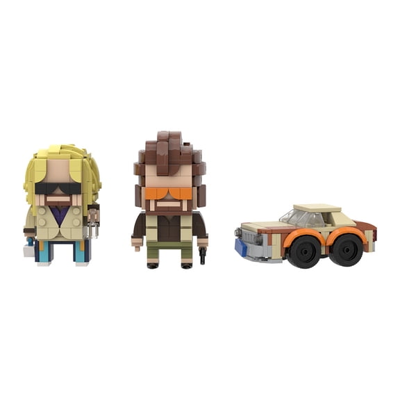 The Big Lebowski Jeff Dude Walter Sobchak & Brick HeadZ + Car Building Block Set 3in1 Lego Compatible, Gift for Adults & Kids,427 Pcs