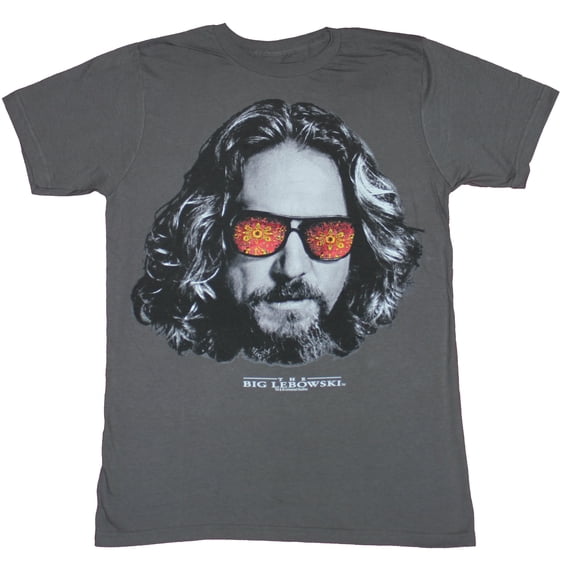 The Big Lebowski Mens T-Shirt - The Dude With Red Design Glasses Image (Small)