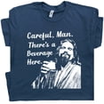 thumbnail image 1 of The Big Lebowski T Shirt Dude Abides Shirts Funny Cool Vintage 90s Movie Tee for Men Guys Quote Careful Man There's a Beverage Here, 1 of 4