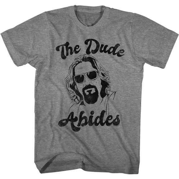 The Big Lebowski The Dude Abides Graphite Heather Adult T-Shirt Xl
