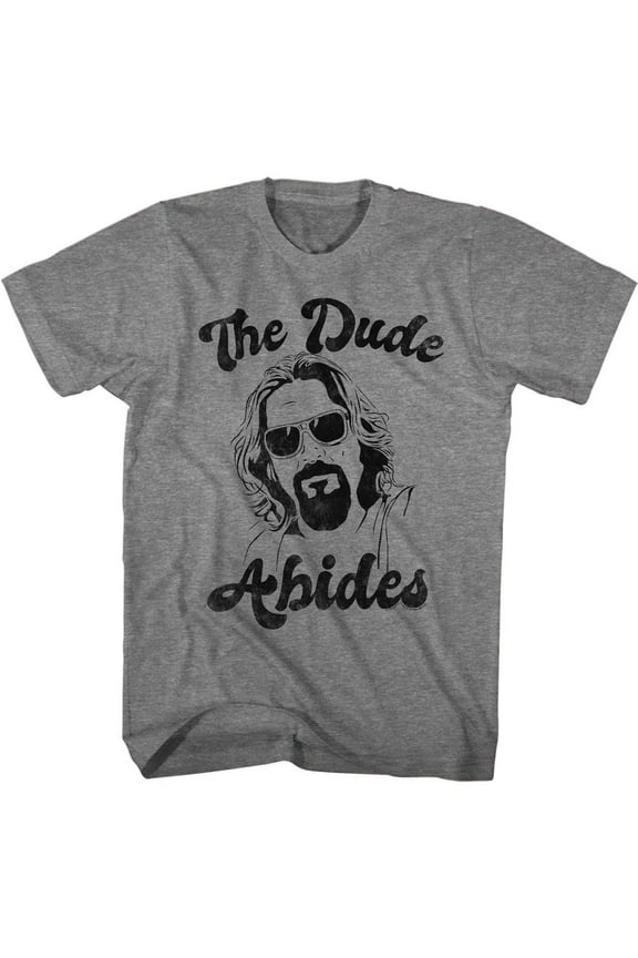 The Big Lebowski The Dude Abides Graphite Heather Adult T-Shirt Xl
