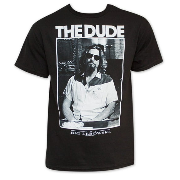 The Big Lebowski The Dude Picture Men's Black T-Shirt-Large