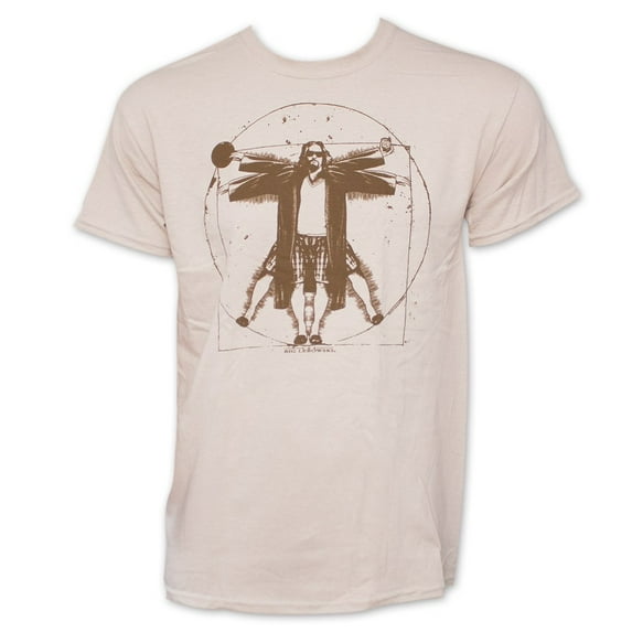 The Big Lebowski Vitruvian Da Vinci Men's Tan Graphic T-Shirt-2XLarge
