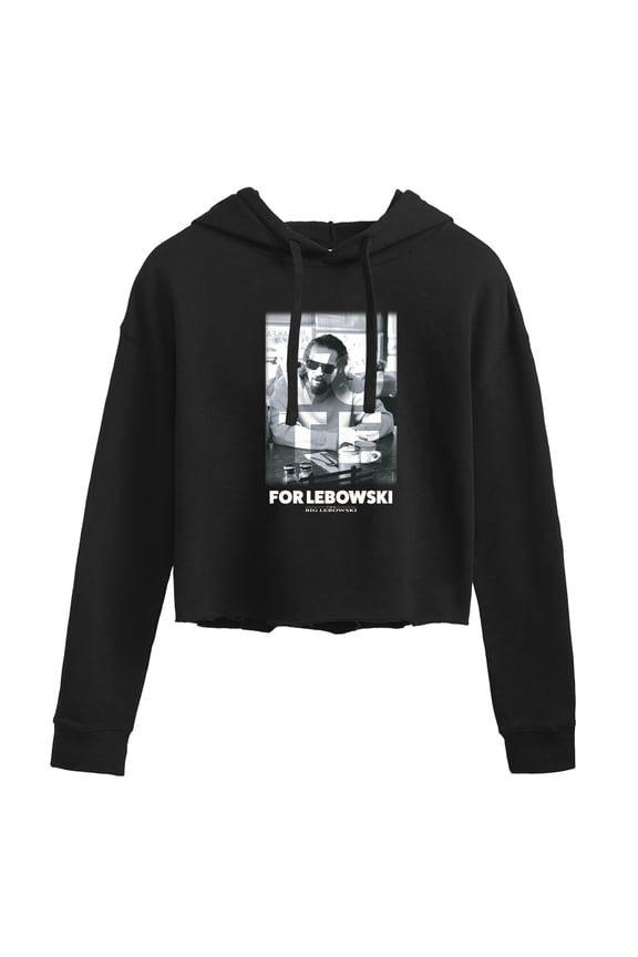- Vote For Lebowski - Juniors Cropped Pullover Hoodie
