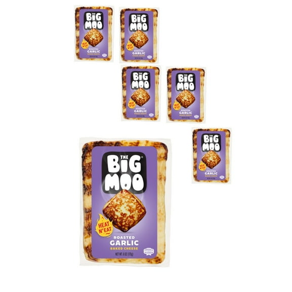 The Big Moo Roasted Garlic Baked Cheese, 6 OZ, 6 Pack
