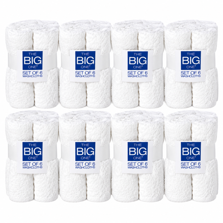 The Big One 100% Cotton washcloth bundle of 48-Linen-White