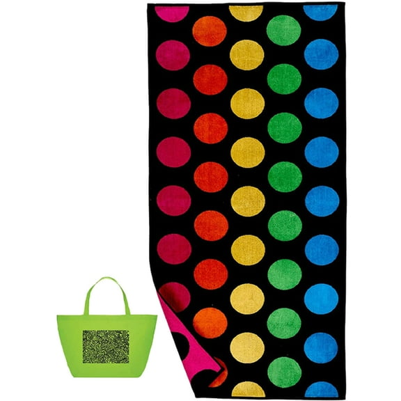 The Big One Black with Polka Dot Beach Towel & Doodle Tote