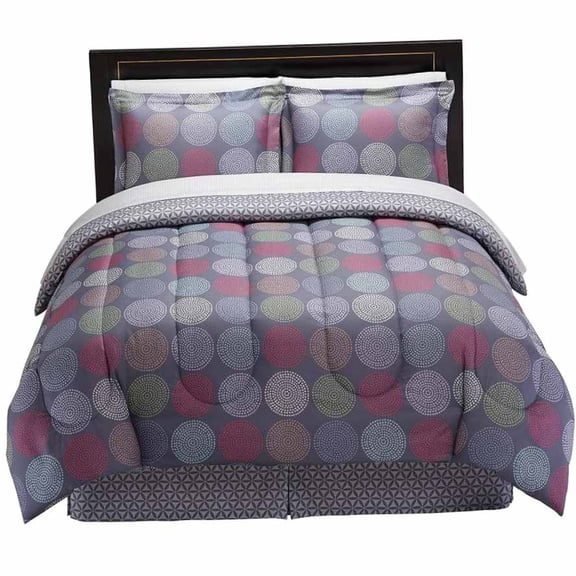 The Big One Bryn Kaleidoscope Dots Full 8 Piece Bed in Bag Set Comforter Sheets