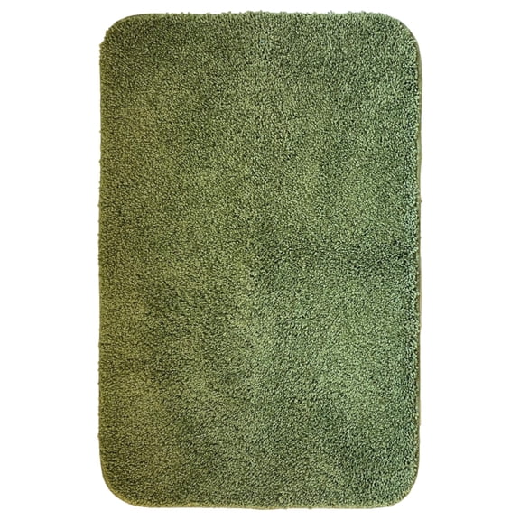 The Big One Everstrand Plush Green Bath Rug, 20x32 with Skid Resistant Bath Mat