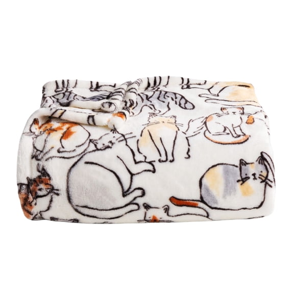 The Big One Oversized Plush Cat Kitten Throw Blanket, White, 60 x 72 Inches Polyester