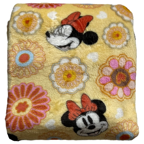 The Big One Oversized Plush Minnie Mouse Yellow Flower Throw Blanket, 5ft x 6 ft