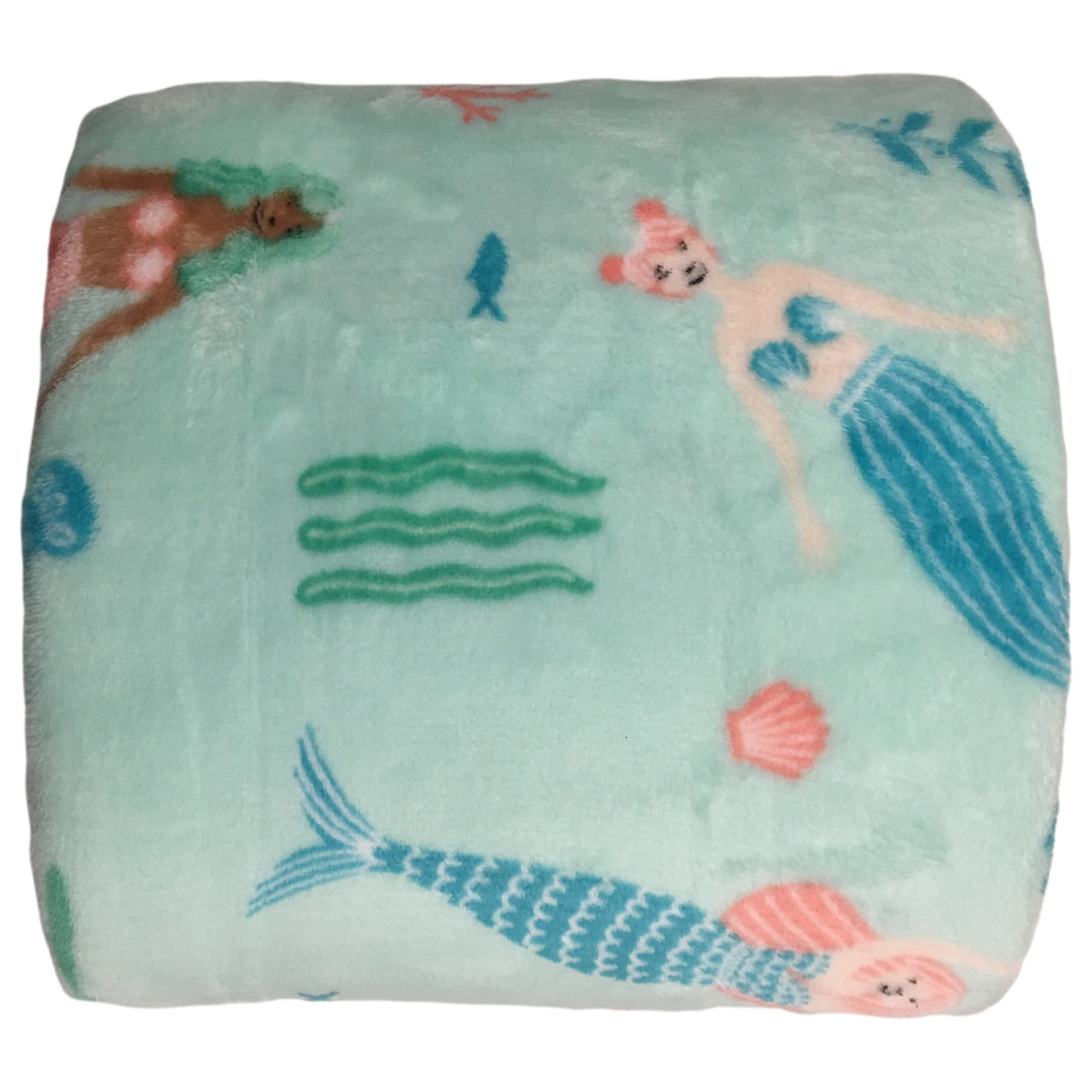 The Big One Oversized Plush Throw Blanket Aqua Mermaids 5ft x 6ft
