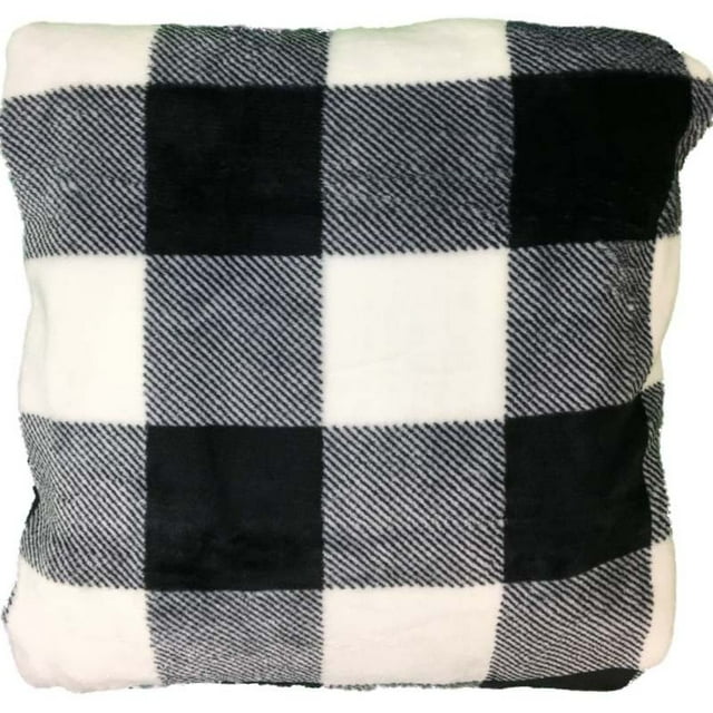 The Big One Oversized Plush Throw Blanket Black & White Buffalo Check