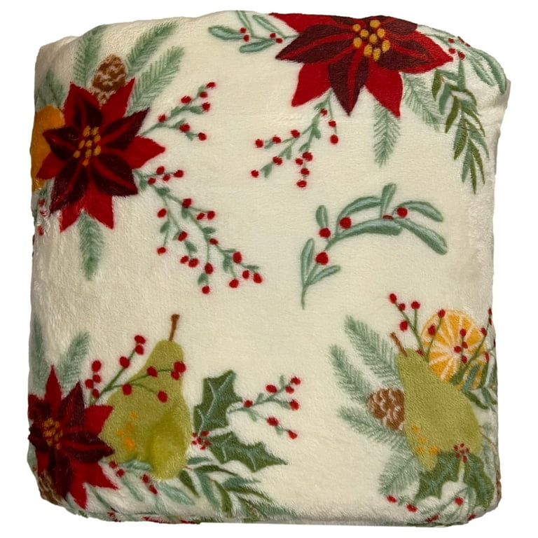 The Big One Oversized Plush Throw Blanket Christmas Poinsettias 5ft x 6ft Walmart