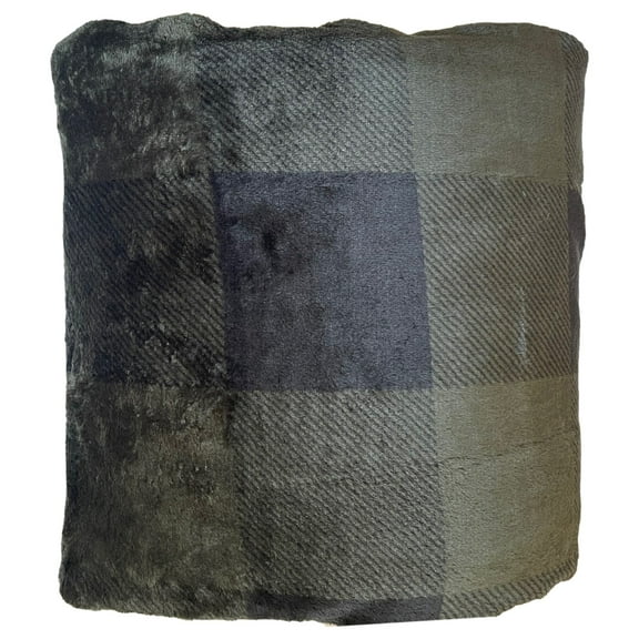 The Big One Oversized Plush Throw Blanket Green Buffalo Plaid - 5ft x 6ft