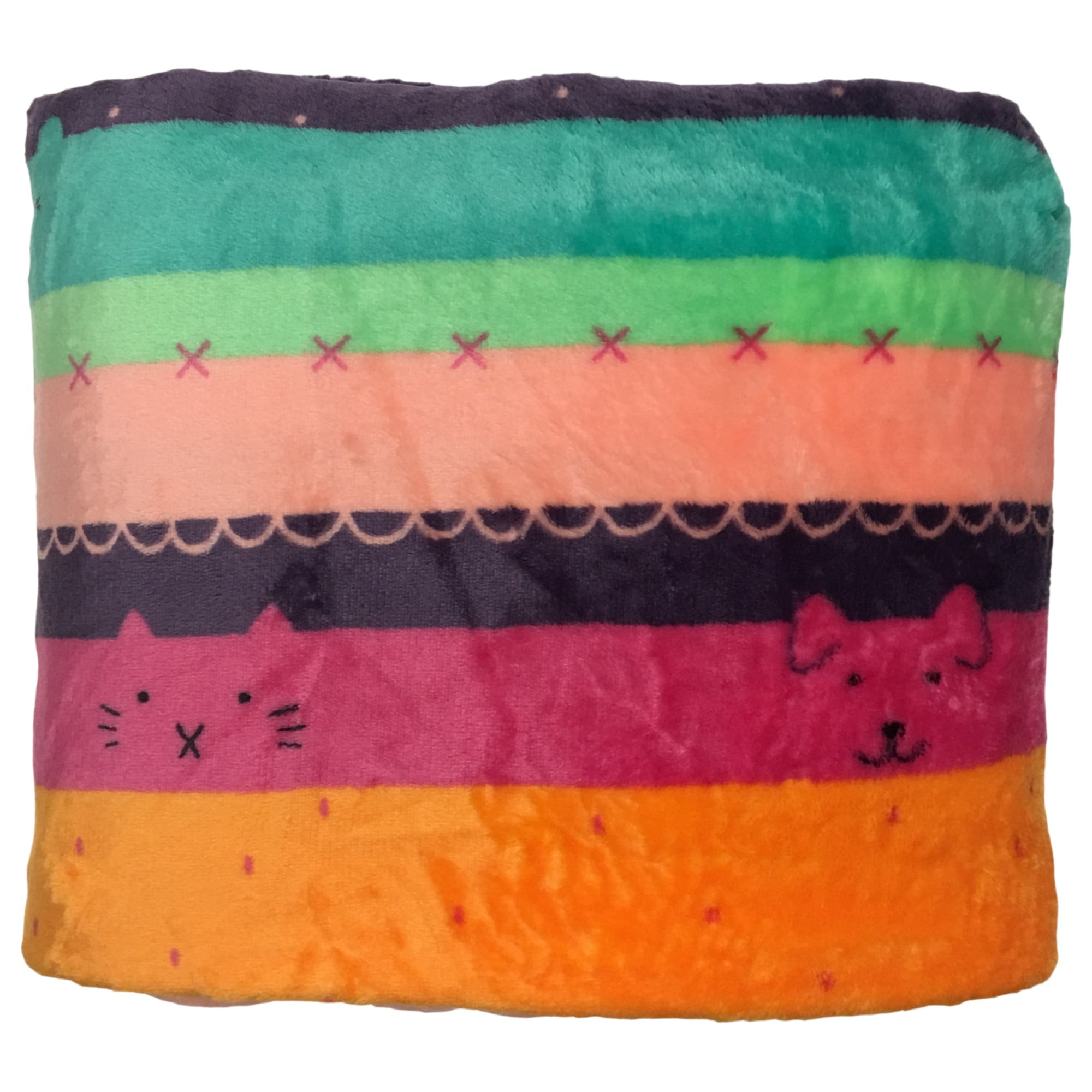 The Big One Oversized Plush Throw Blanket Pink Cat Dog Animal Stripe