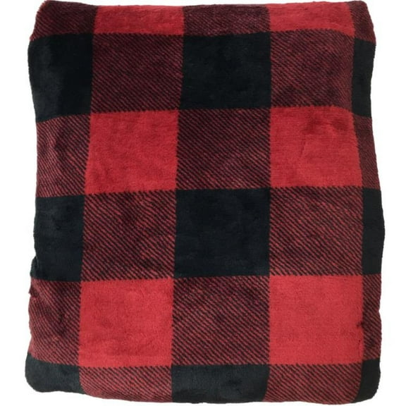 The Big One Oversized Plush Throw Blanket Red Buffalo Plaid Check - 5ft x 6ft