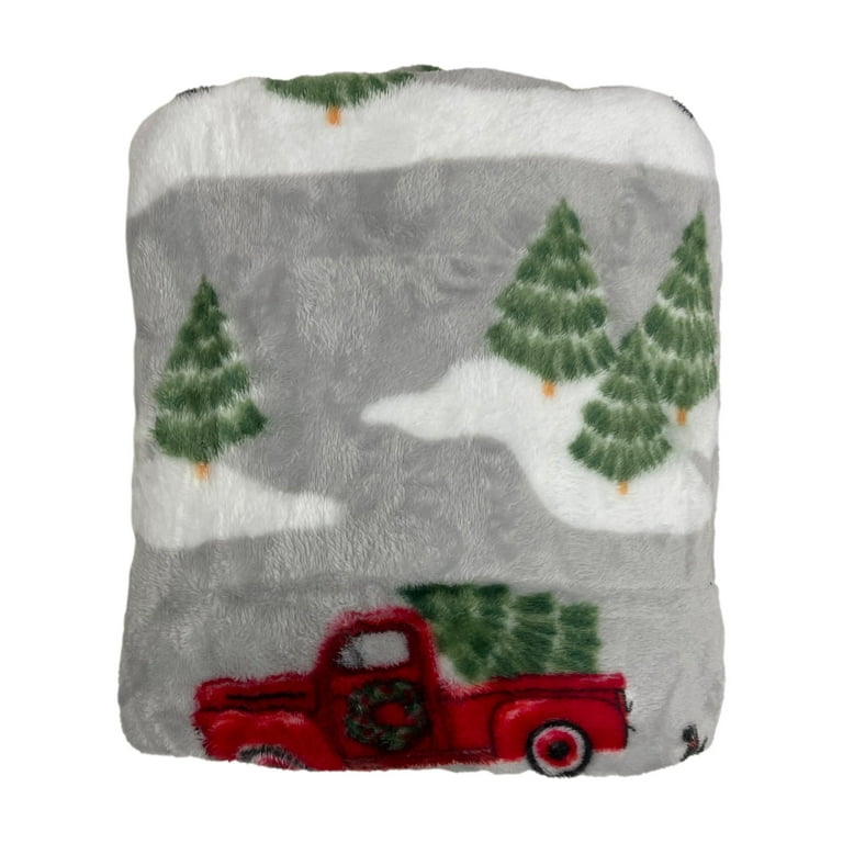 The Big One Oversized Plush Throw Blanket Red Pickup Truck Tree 5ft x 6ft Walmart