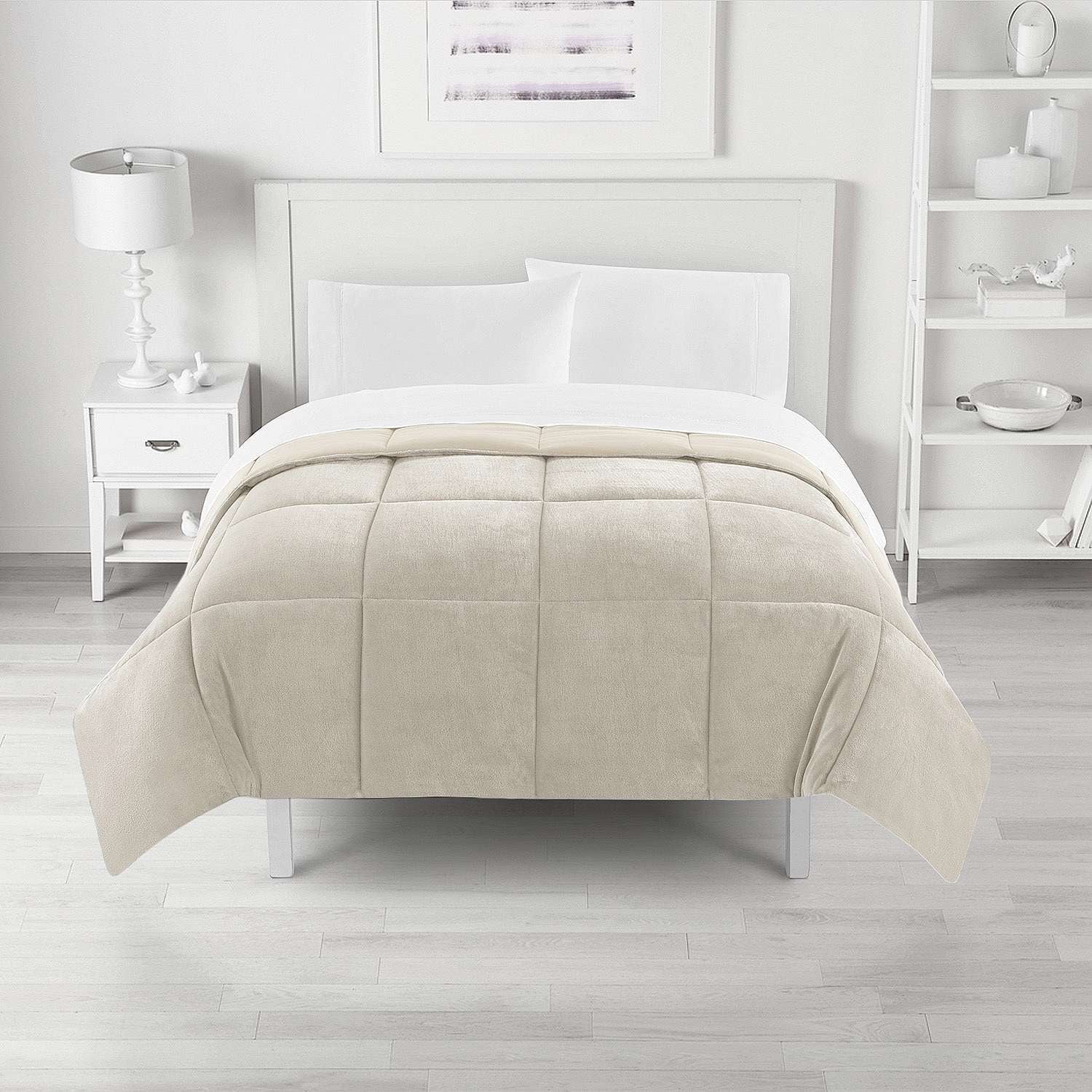 The Big One Plush Down-Alternative Reversible Comforter - Taupe Solid, King