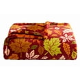 thumbnail image 1 of The Big One Plush Fall Throw Blanket, Falling Leaves Print on Burgundy, Soft 60" x 72", 1 of 9
