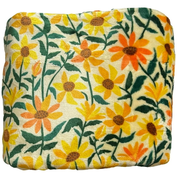 The Big One Plush Oversized Floral Throw Blanket Yellow Sunflowers, 5 ft x 6 ft