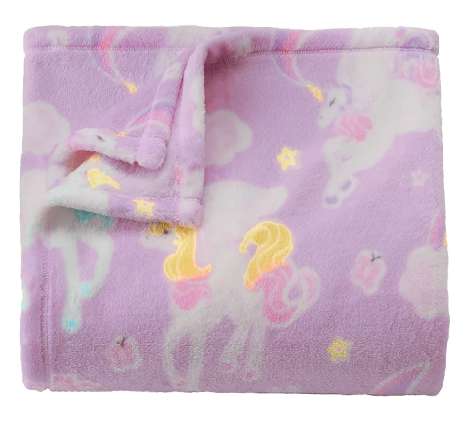 The Big One Plush Throw Blanket Unicorn Purple Pink Multi Color Polyester 60 x 72
