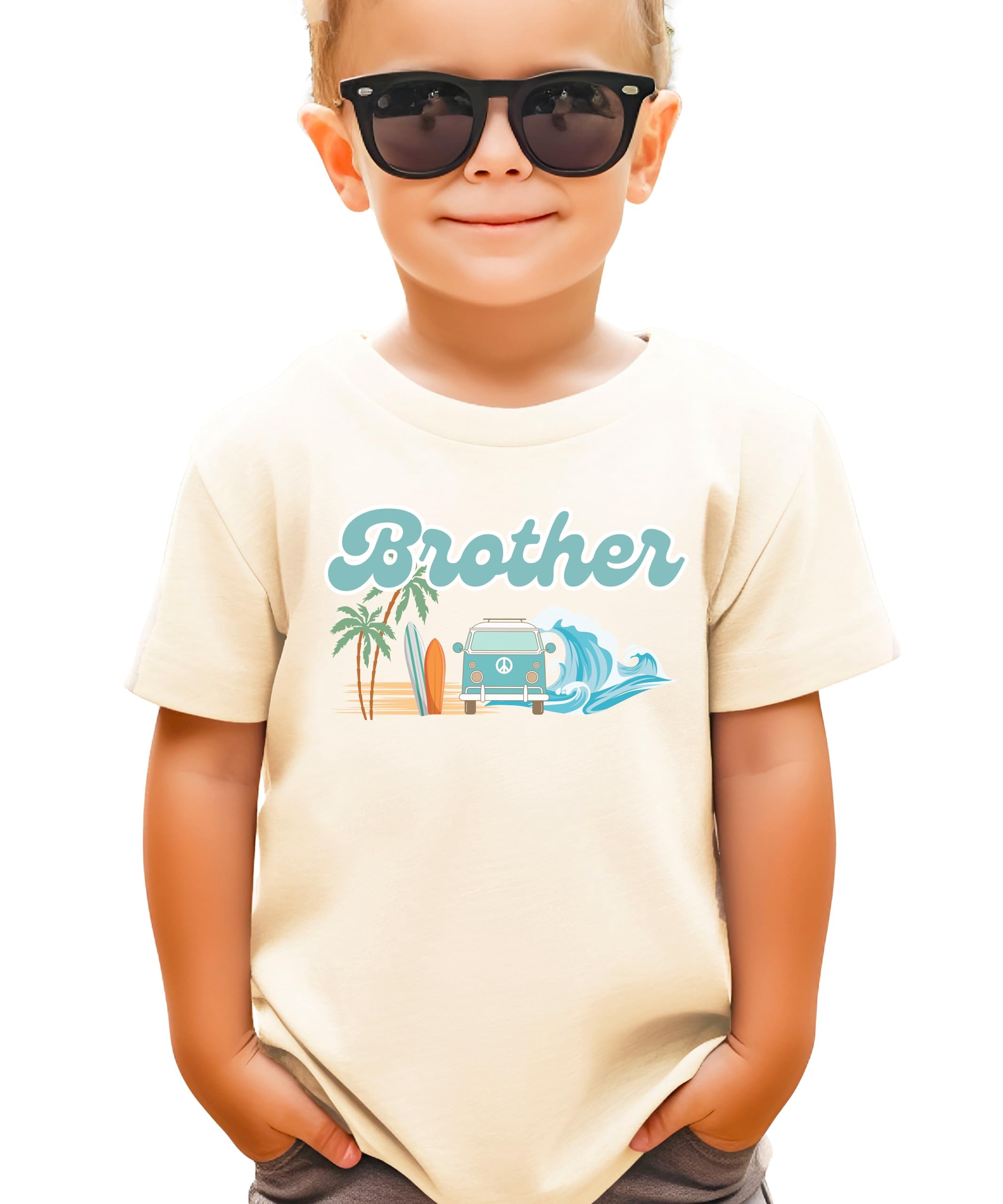The Big One Surf Theme Matching Family Birthday Shirt for Brother -Sold Individually Natural Shirt 2T