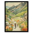 thumbnail image 1 of The Bike Ride Through The Alps Watercolour Painting Alpine Bikers On Scenic Mountain Trail Art Print Framed Poster Wall Decor 12x16 inch, 1 of 5