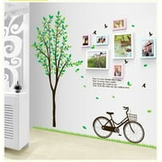 The Bike Under The Warm Green Tree Stickers Wall Decal DIY PVC Transparent Film for kindergarten Living Room Children's Room TV Sofa Background Wall Art Decors