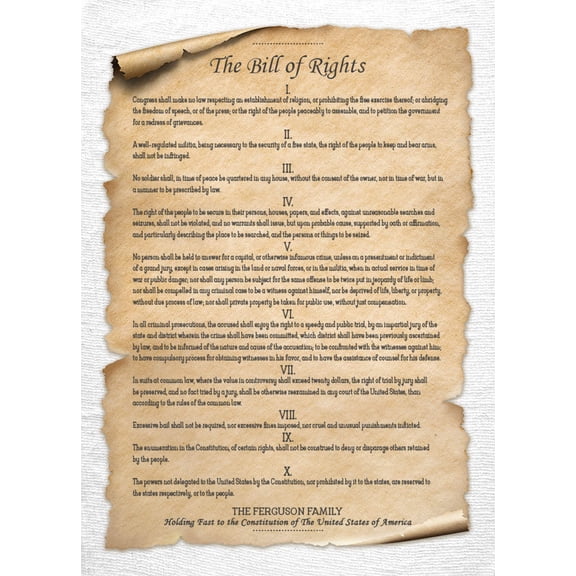 The Bill of Rights | Personalized Print, Wall Decor