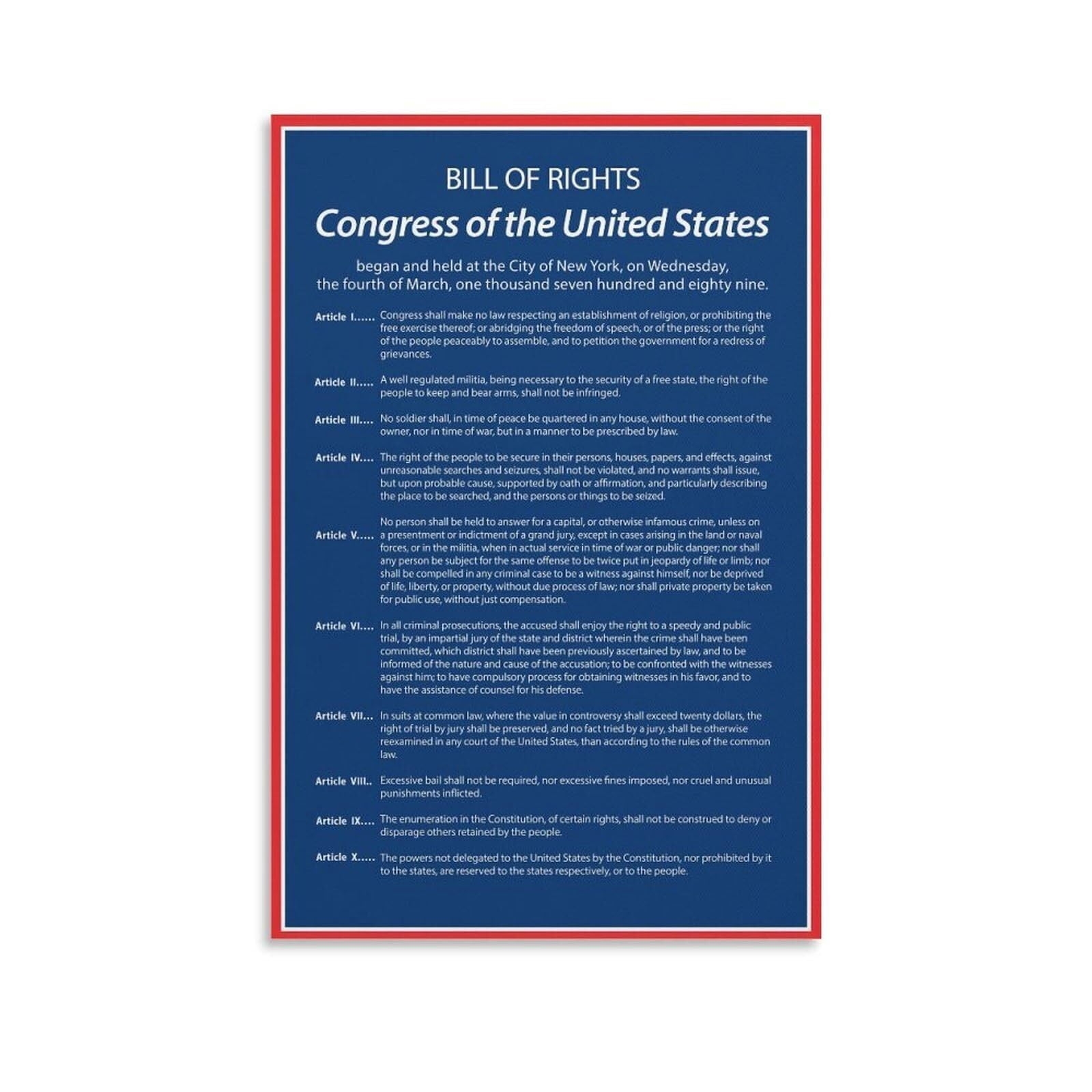 The Bill of Rights Poster The U.S. Constitution US History Government ...