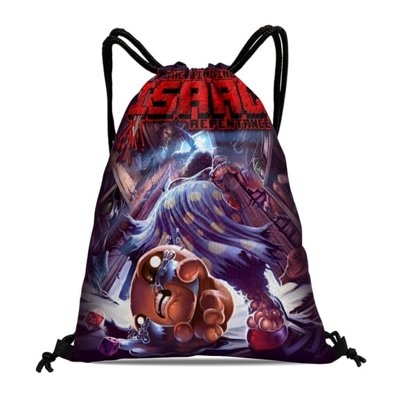 The Binding of Isaac-theme Drawstring Backpack Sports Gym Bag Water Resistant String Bag Cinch Bag12"X16"30X40cm