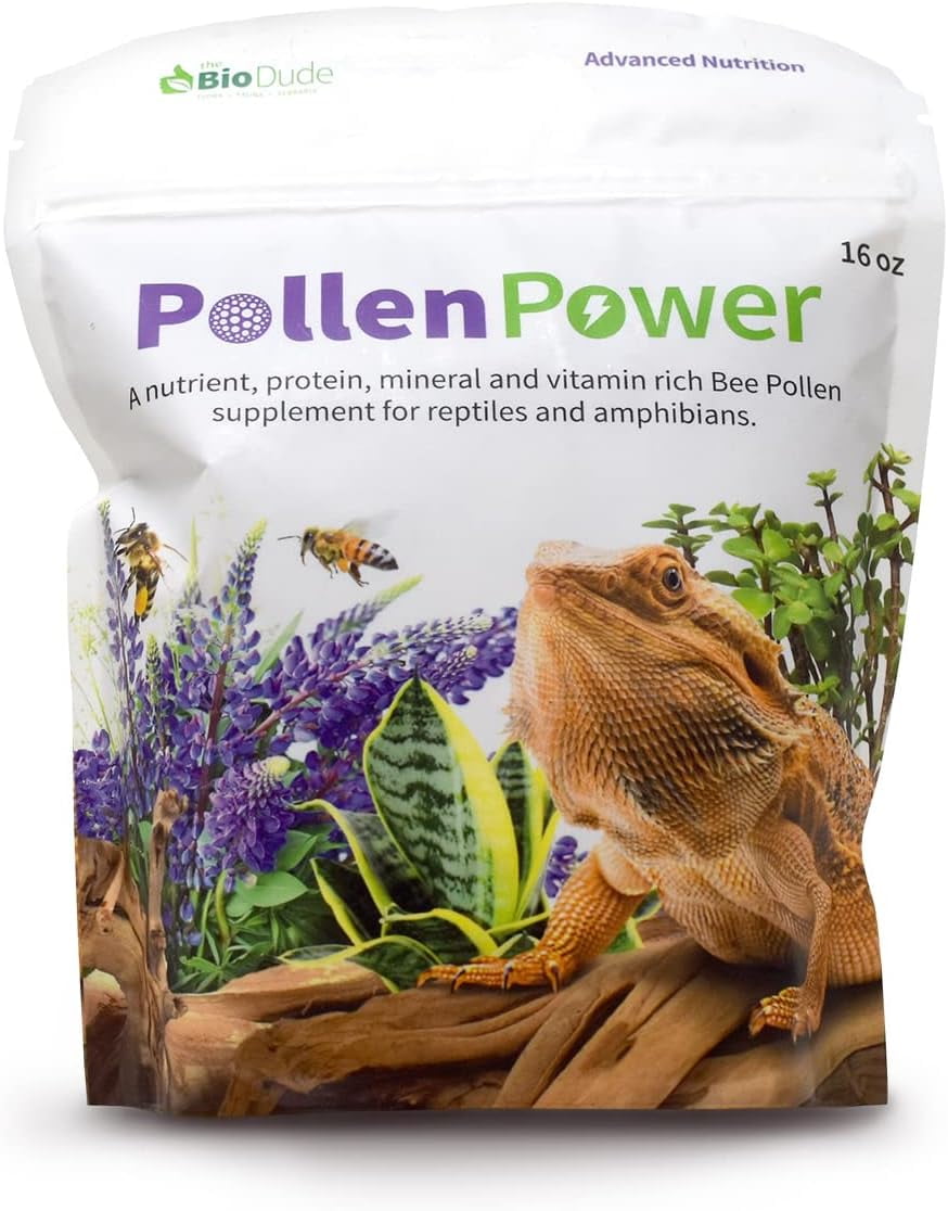 The Bio Dude Pollen Power 16 oz - Bee Pollen Supplement - High in Vitamins and Minerals for Bearded Dragons, Tortoises and Lizards
