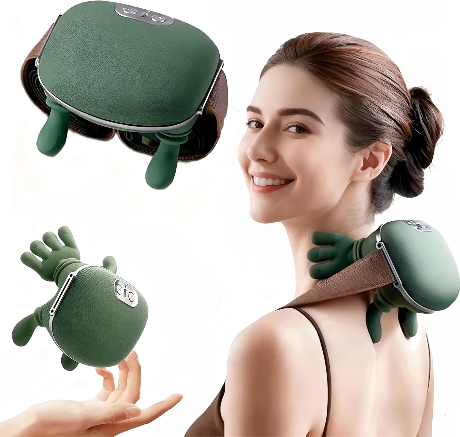 The Bionic 3D Neck & Shoulder Massager with Heat, 4D Shiatsu Deep Tissue Massage for Pain Relief, Cordless Rechargeable, Green